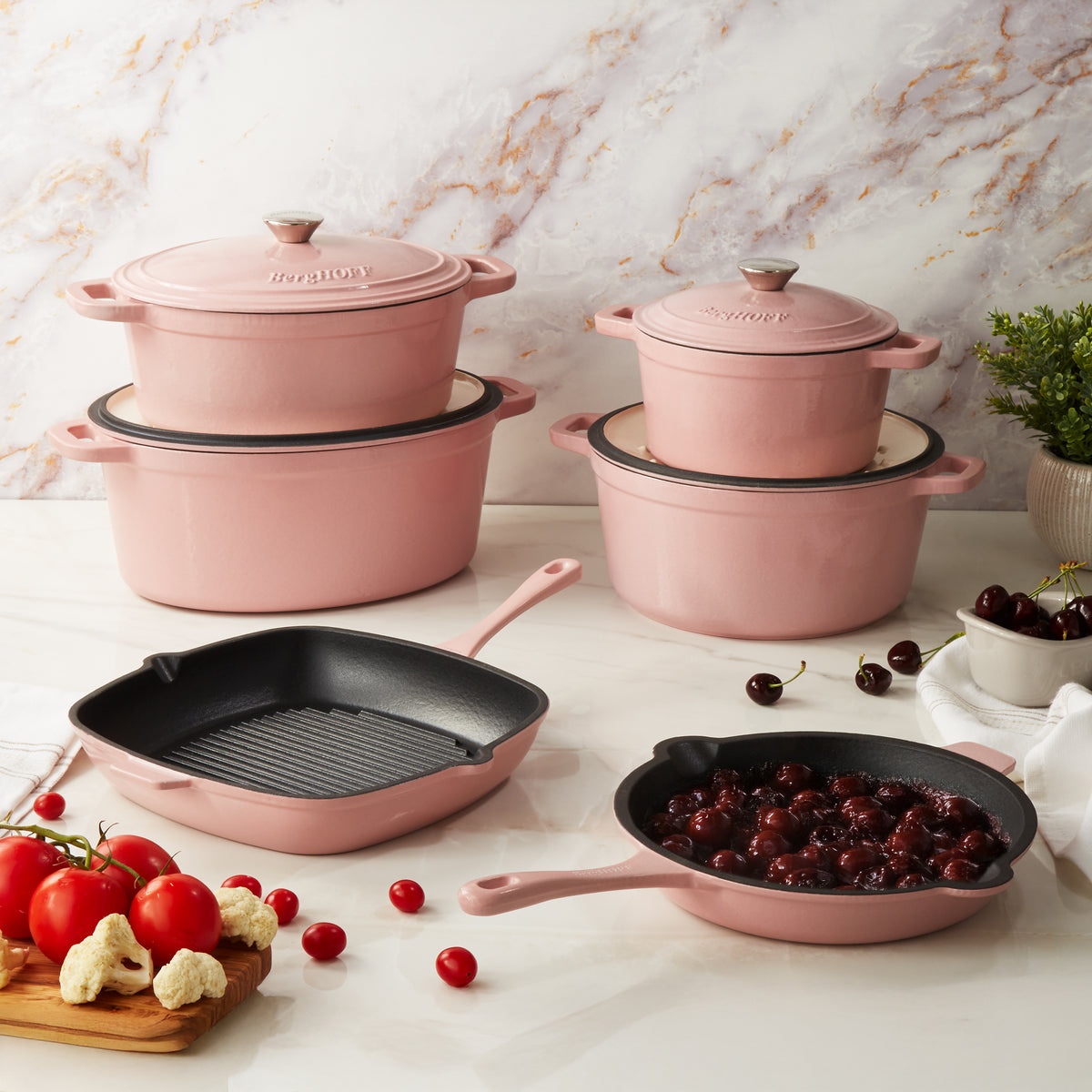 Neo 10pc Cast Iron Cookware Set, Pink — BergHOFF
