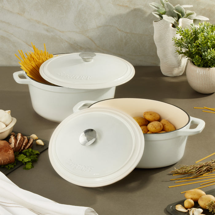 Image 7 of Neo 4pc Cast Iron Cookware Set, 5qt. & 7qt.,White