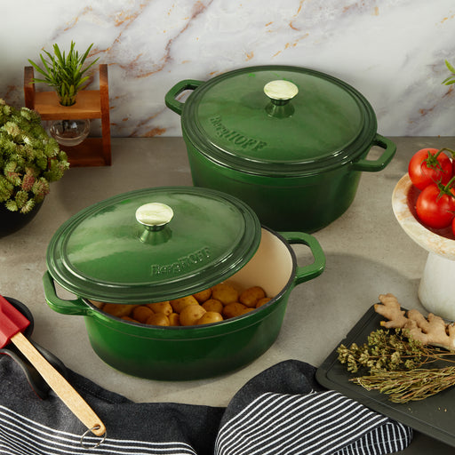 Image 2 of Neo 4pc Cast Iron Cookware Set, 5qt. & 7qt., Green