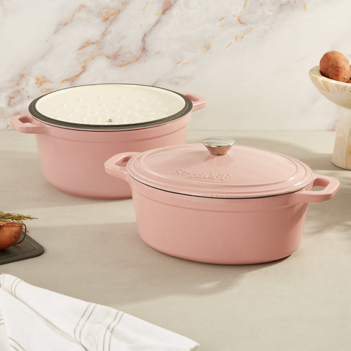 Image 8 of Neo 4pc Cast Iron Cookware Set, 5qt. & 7qt., Pink