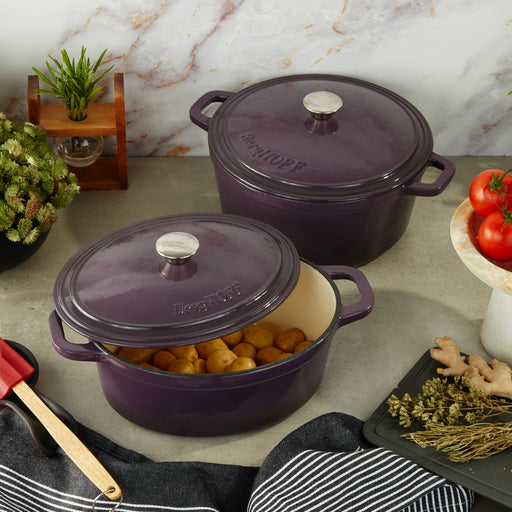 Image 2 of Neo 4pc Cast Iron Cookware Set, 5qt. & 7qt., Purple