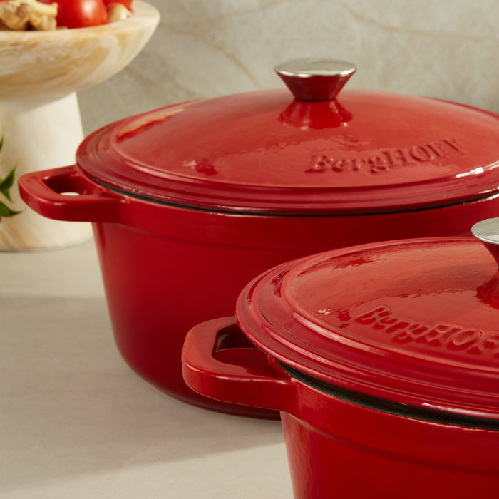 Image 3 of Neo 4pc Cast Iron Cookware Set, 5qt. & 7qt., Red