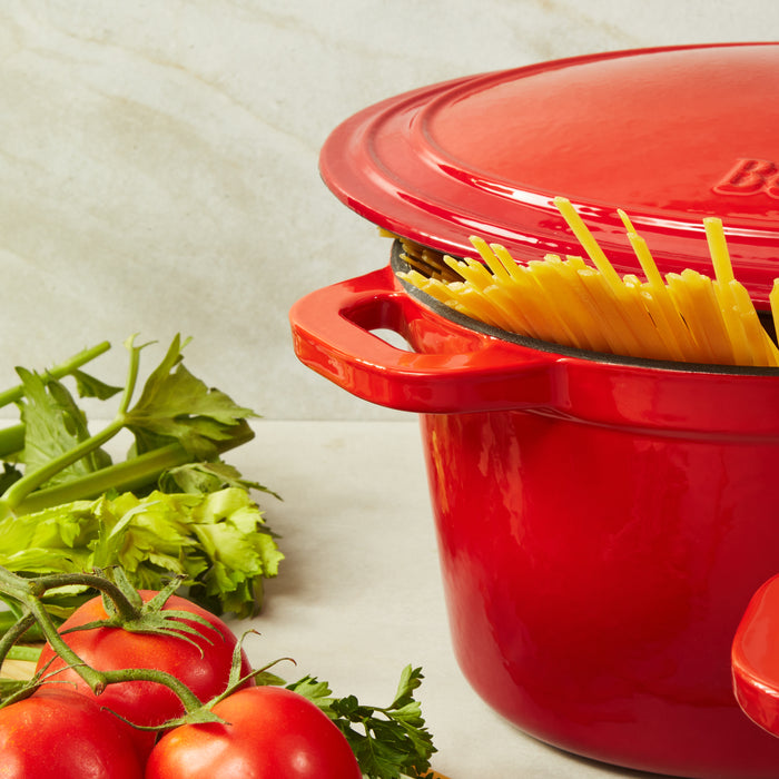 Image 5 of Neo 4pc Cast Iron Cookware Set, 5qt. & 7qt., Red