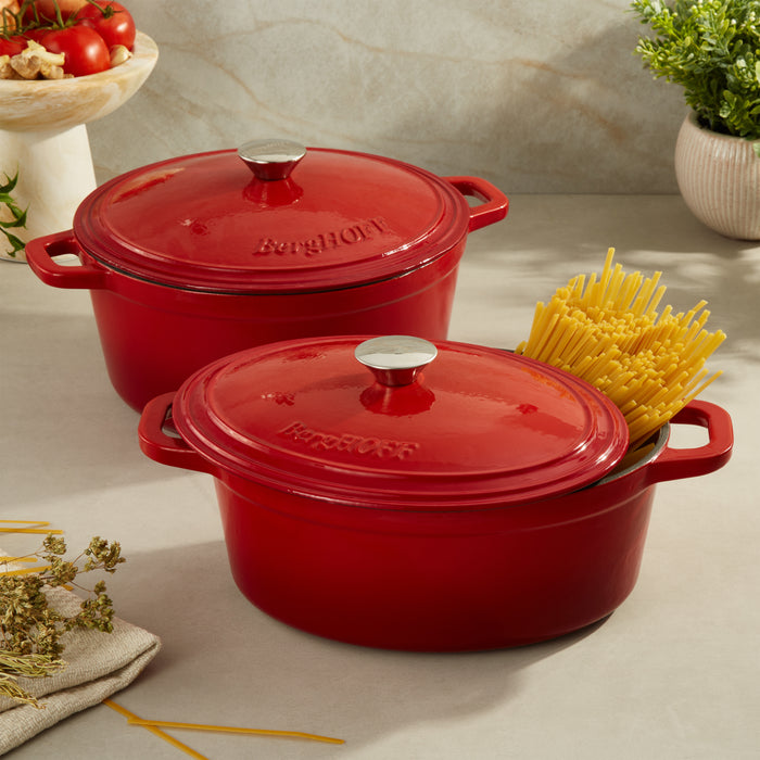 Image 6 of Neo 4pc Cast Iron Cookware Set, 5qt. & 7qt., Red