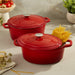 Image 6 of Neo 4pc Cast Iron Cookware Set, 5qt. & 7qt., Red