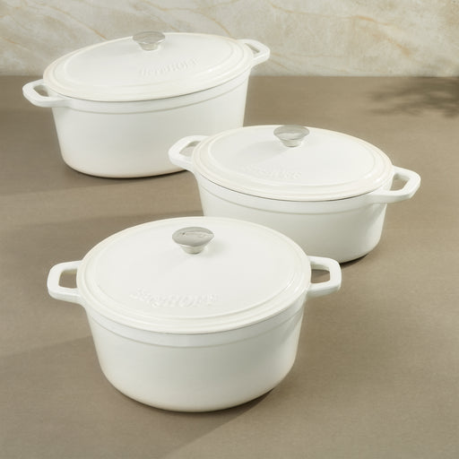 Image 1 of Neo 6pc Cast Iron Dutch Oven Cookware Set with Lids, White