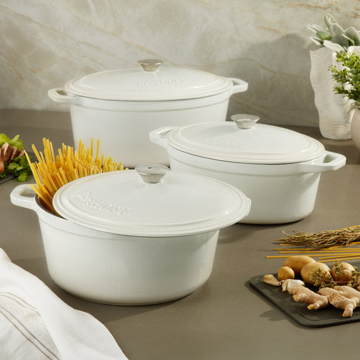 Image 2 of Neo 6pc Cast Iron Dutch Oven Cookware Set with Lids, White
