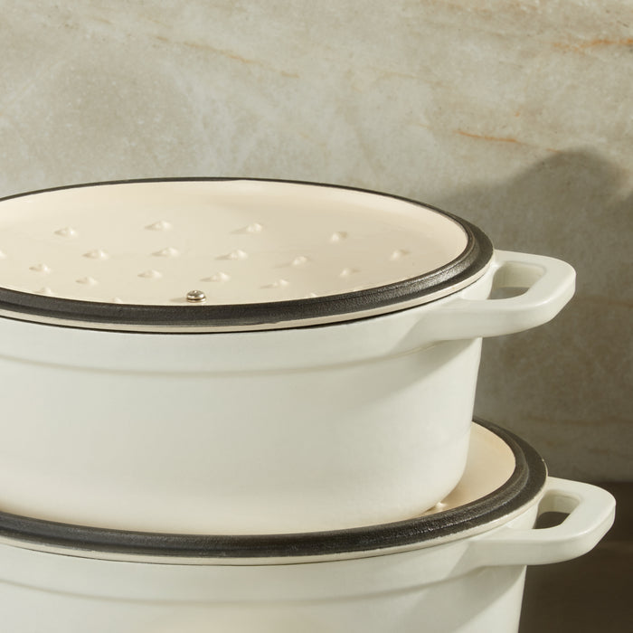 Image 3 of Neo 6pc Cast Iron Dutch Oven Cookware Set with Lids, White