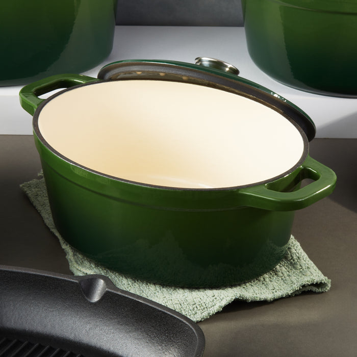 Image 4 of Neo 6pc Cast Iron Dutch Oven Cookware Set with Lids, Green