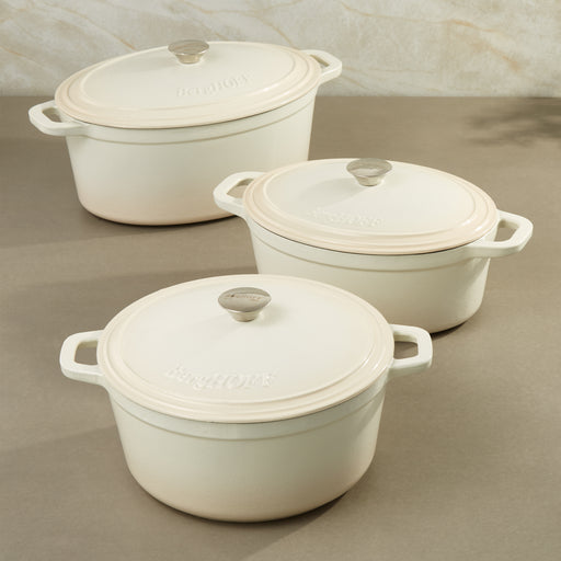 Image 1 of Neo 6pc Cast Iron Dutch Oven Cookware Set with Lids, Meringue