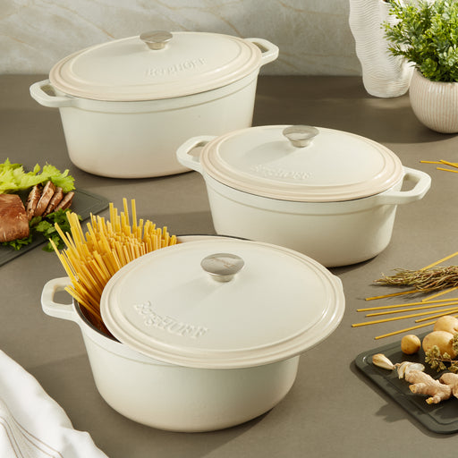 Image 2 of Neo 6pc Cast Iron Dutch Oven Cookware Set with Lids, Meringue