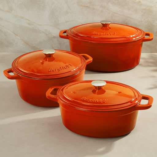 Image 1 of Neo 6pc Cast Iron Dutch Oven Cookware Set with Lids, Orange