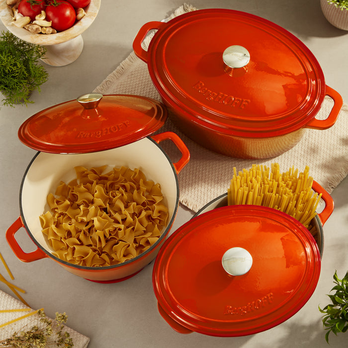 Image 2 of Neo 6pc Cast Iron Dutch Oven Cookware Set with Lids, Orange