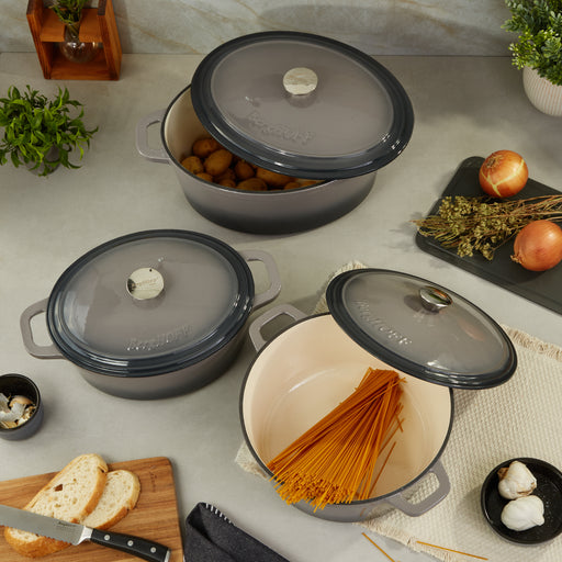 Image 2 of Neo 6pc Cast Iron Dutch Oven Cookware Set with Lids, Oyster