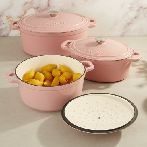 Image 1 of Neo 6pc Cast Iron Dutch Oven Cookware Set with Lids, Pink