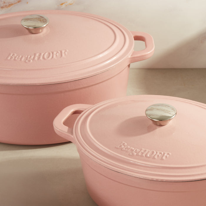 Image 3 of Neo 6pc Cast Iron Dutch Oven Cookware Set with Lids, Pink