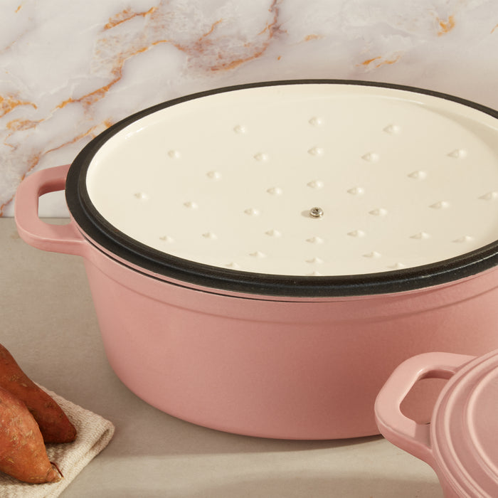 Image 4 of Neo 6pc Cast Iron Dutch Oven Cookware Set with Lids, Pink