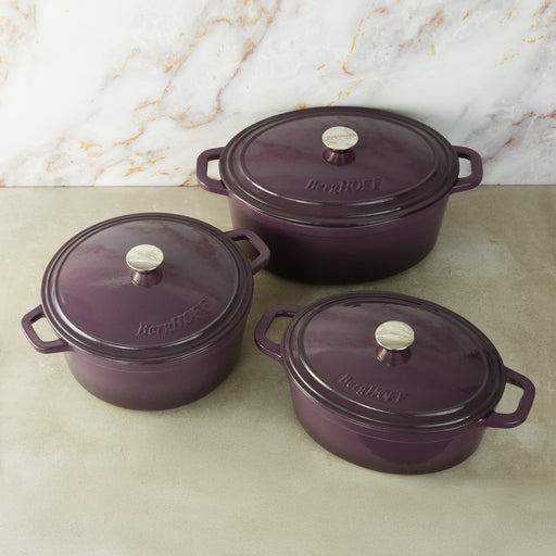 Image 1 of Neo 6pc Cast Iron Dutch Oven Cookware Set with Lids, Purple