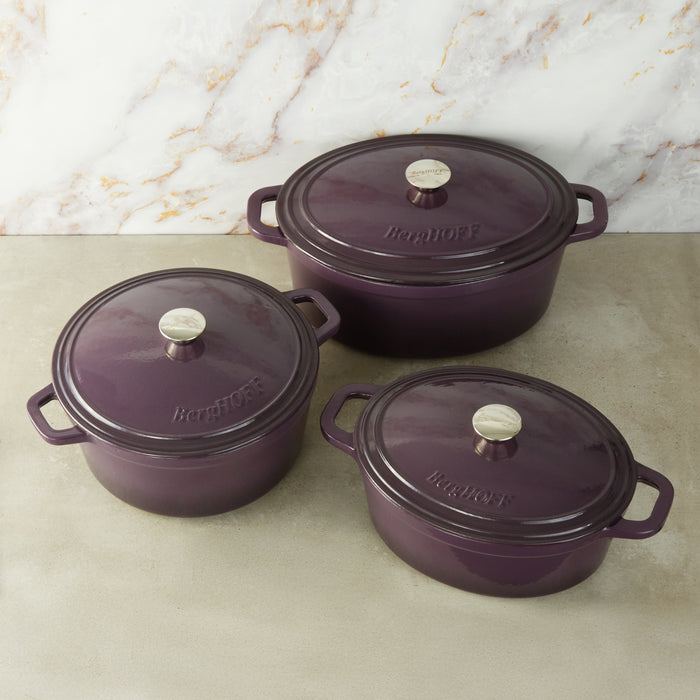 Image 1 of Neo 6pc Cast Iron Dutch Oven Cookware Set with Lids, Purple