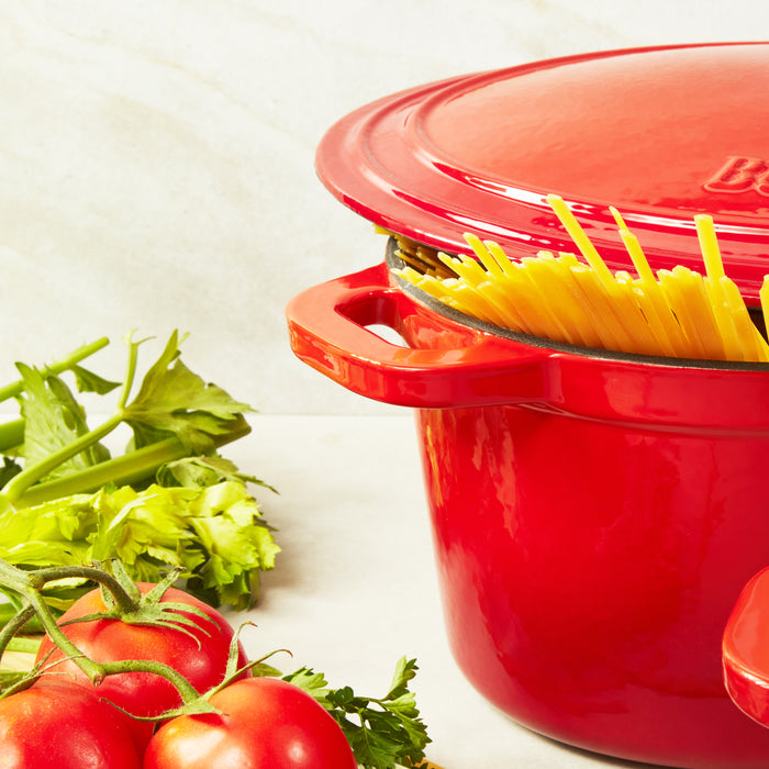 Image 4 of Neo 6pc Cast Iron Dutch Oven Cookware Set with Lids, Red