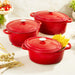 Image 7 of Neo 6pc Cast Iron Dutch Oven Cookware Set with Lids, Red