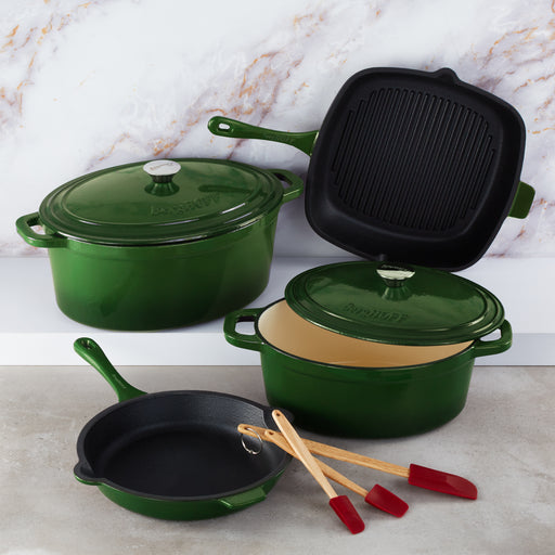 Image 1 of Neo 9pc Cast Iron Cookware Set, Green