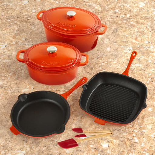 Image 1 of Neo 9pc Cast Iron Cookware Set, Orange