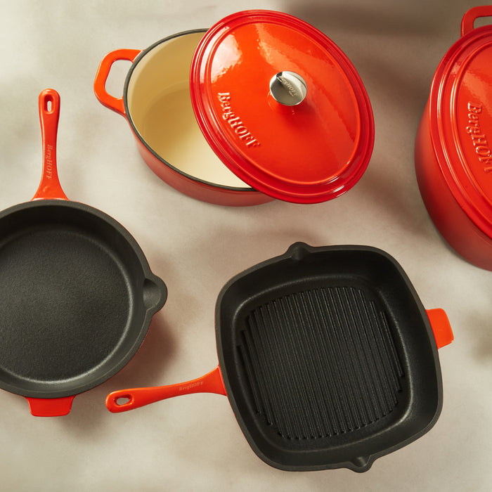 Image 4 of Neo 9pc Cast Iron Cookware Set, Orange