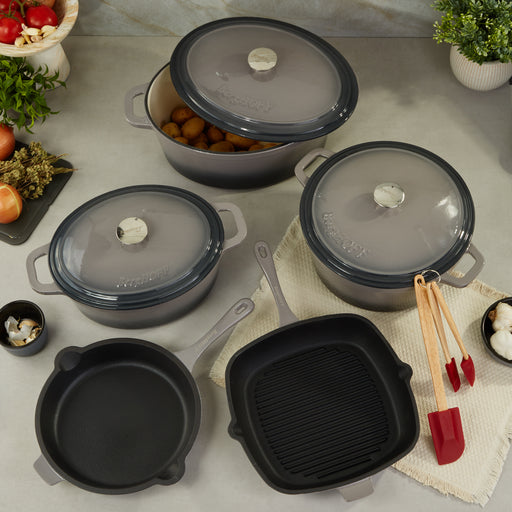Image 2 of Neo 9pc Cast Iron Cookware Set, Oyster