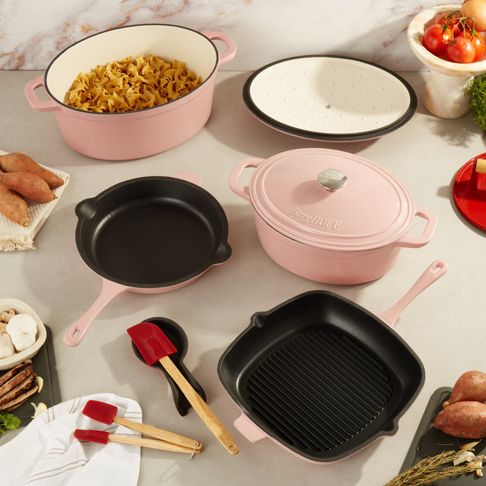 Image 2 of Neo 9pc Cast Iron Cookware Set, Pink
