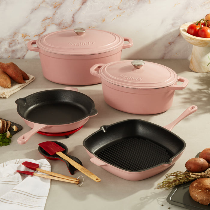 Image 6 of Neo 9pc Cast Iron Cookware Set, Pink