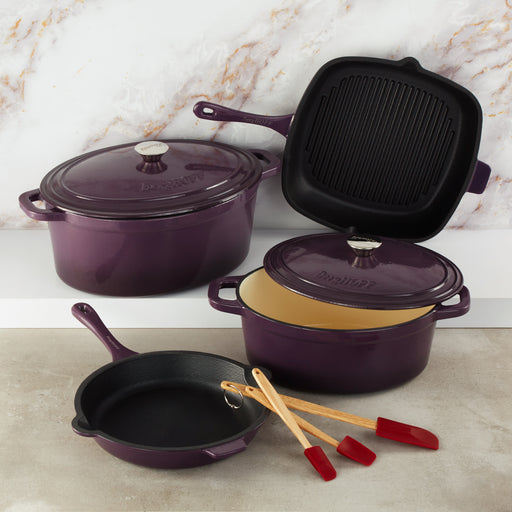 Image 1 of Neo 9pc Cast Iron Cookware Set, Purple