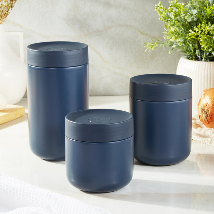 Image 1 of Nommie Stainless Steel 3pc Food Container, Navy