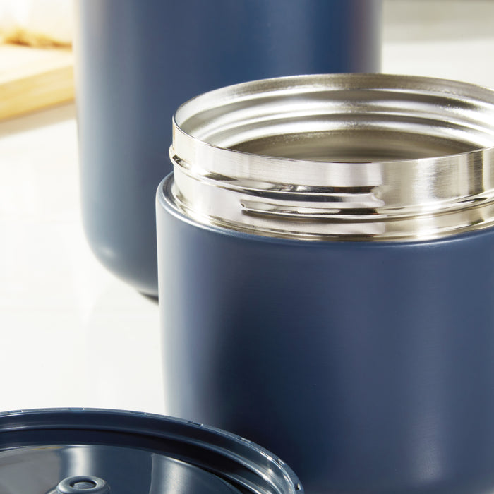 Image 2 of Nommie Stainless Steel 3pc Food Container, Navy