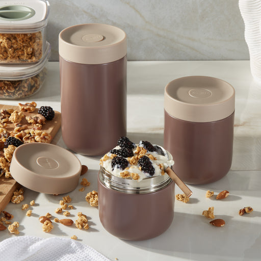 Image 1 of Nommie Stainless Steel 3pc Food Container, Rose
