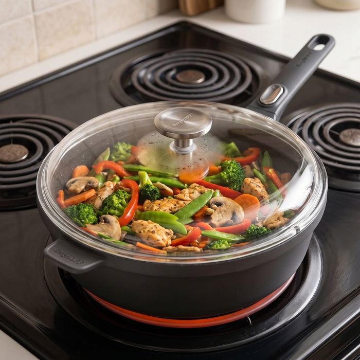 BergHOFF GEM Nonstick Aluminum 11" Saute Pan 4.6qt., Detachable Handle, Glass Lid - Sauté Pans