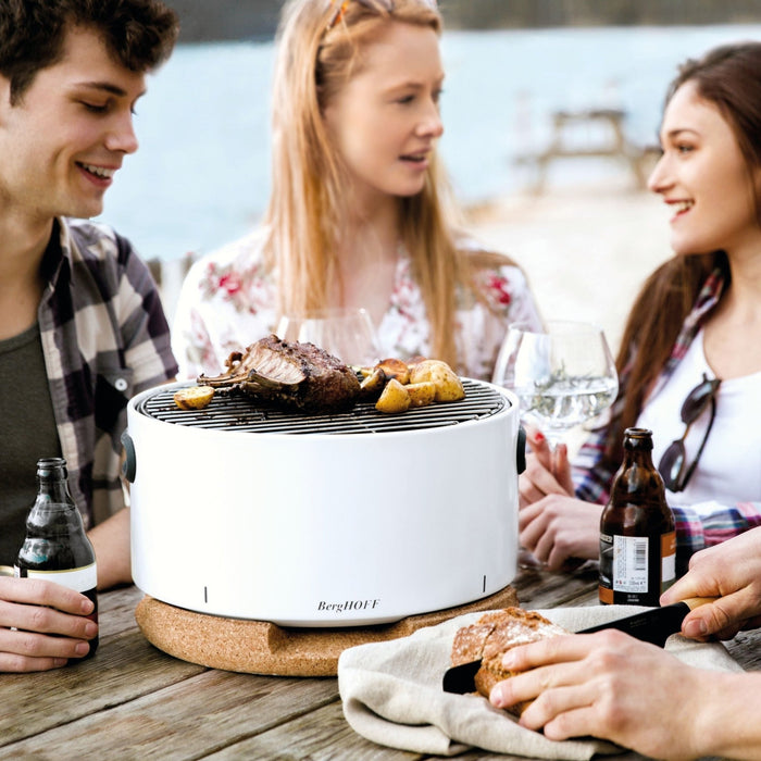 BergHOFF Leo Portable Tabletop Barbecue Charcoal Grill, White - Outdoor Grills