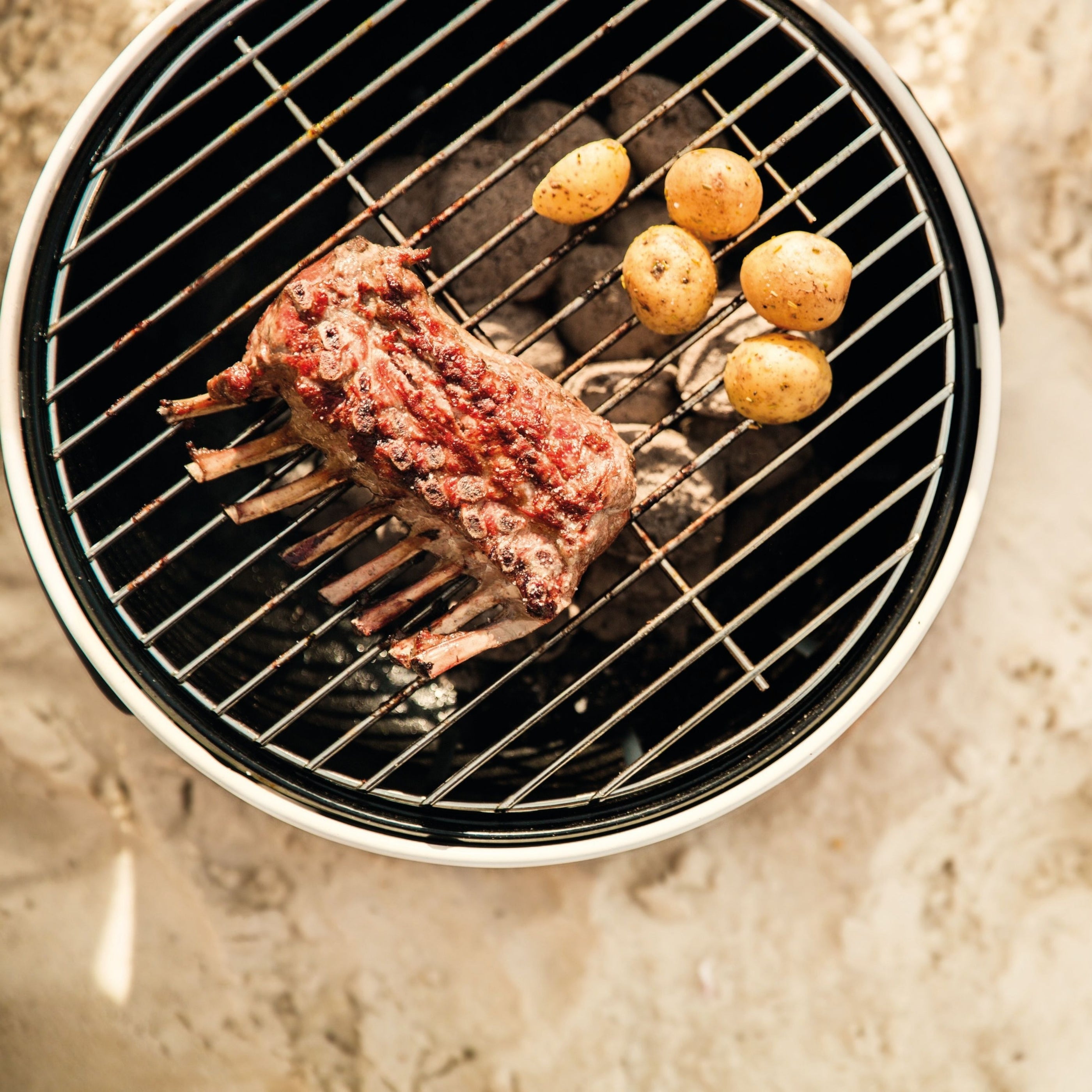 BergHOFF Leo Portable Tabletop Barbecue Charcoal Grill, White