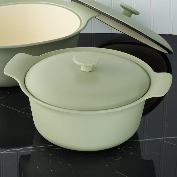 BergHOFF Ron Cast Iron 10" Dutch Oven 4.4qt. with Lid, Green - Stock Pots