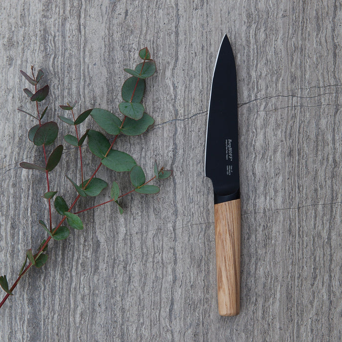 BergHOFF Ron 5" Stainless Steel Utility Knife, Wood Handle - Kitchen Knives
