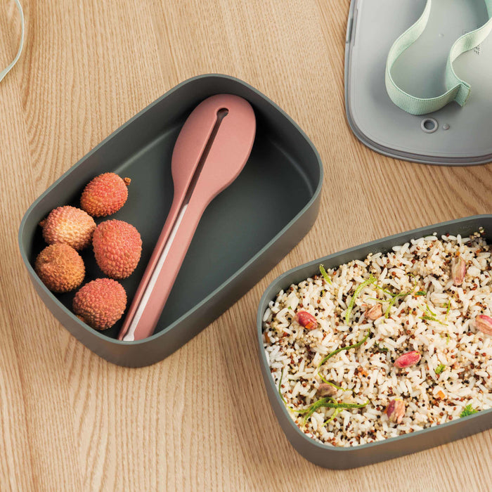 BergHOFF Leo 3Pc Dual Bento Box Set with Strap, Gray & Mint - Lunch Boxes & Totes
