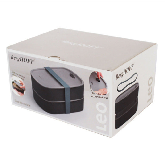 BergHOFF Leo 3Pc Dual Bento Box Set with Strap, Gray & Mint - Lunch Boxes & Totes