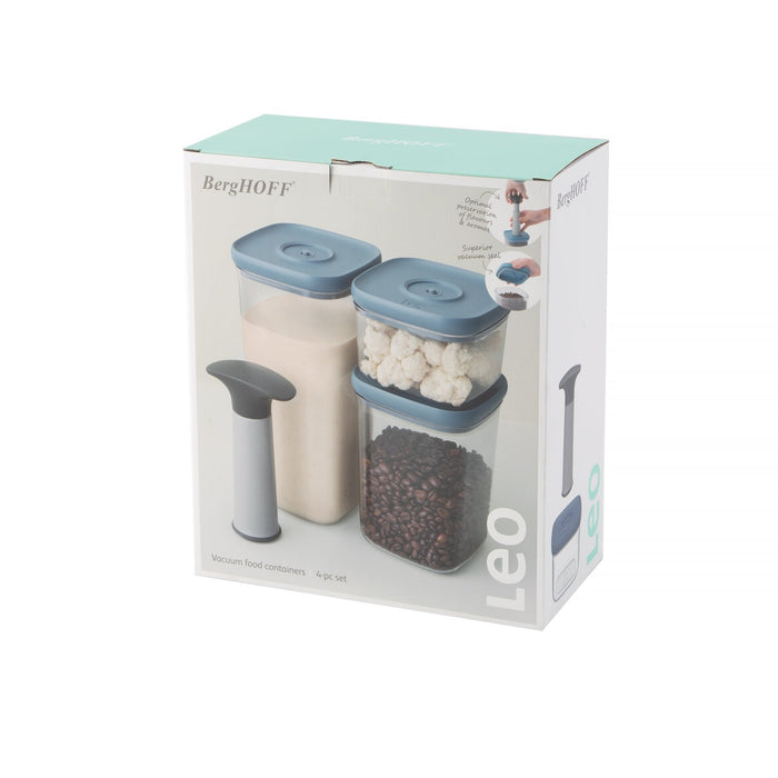BergHOFF Leo 4Pc Vacuum Food Container Set, Blue - Food Storage Containers