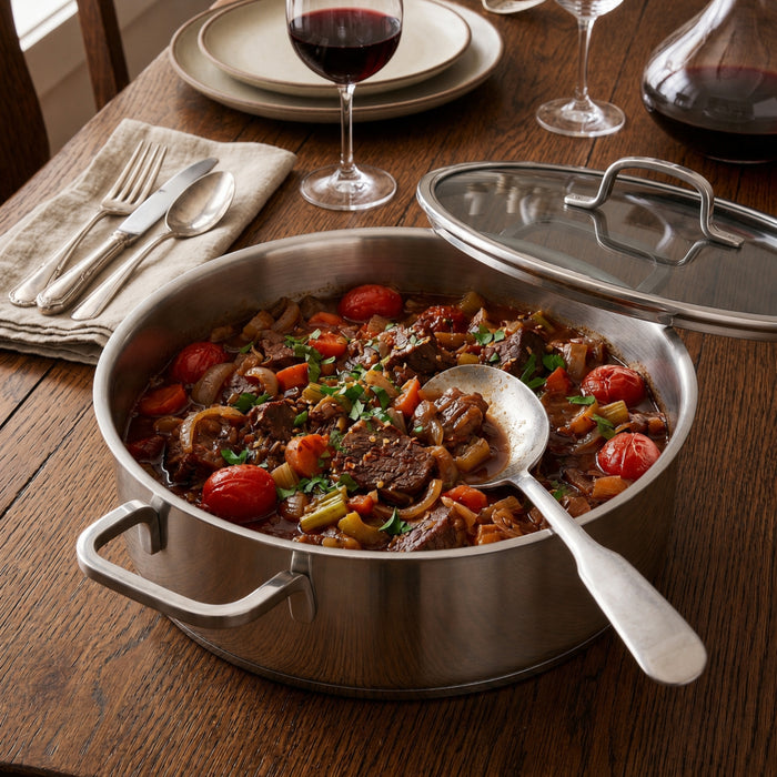 Image 2 of DiNA Helix 18/10 Stainless Steel 11" Covered Saute Pan 5.8qt., Recycled