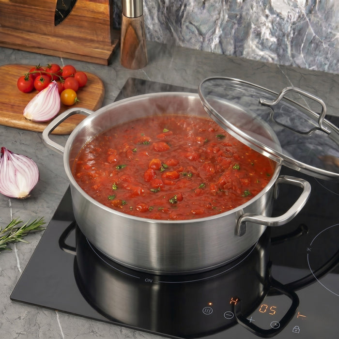 Image 3 of DiNA Helix 18/10 Stainless Steel 11" Covered Saute Pan 5.8qt., Recycled