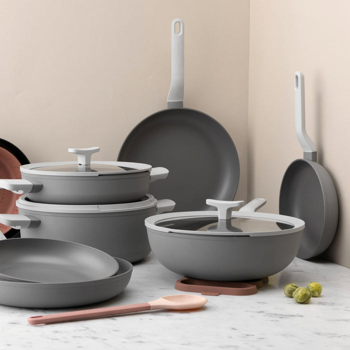 BergHOFF Leo 12.5" Non-stick Wok 6.2Qt., Gray, Glass Lid - Woks