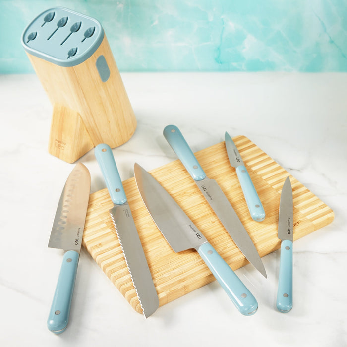 BergHOFF Leo Glints Stainless Steel 7Pc Knife Block Set, Slate - Knife Blocks & Holders