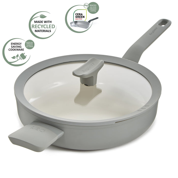 BergHOFF Balance Nonstick Ceramic Saute Pan (Long Handle) 10.25", 3.1qt. With Glass Lid, Moonmist - Sauté Pans