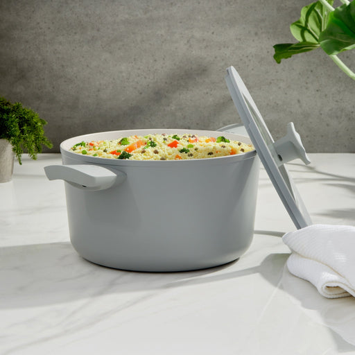 BergHOFF Balance Nonstick Ceramic Stockpot 10", 5.8qt. With Glass Lid, Moonmist - Stock Pots