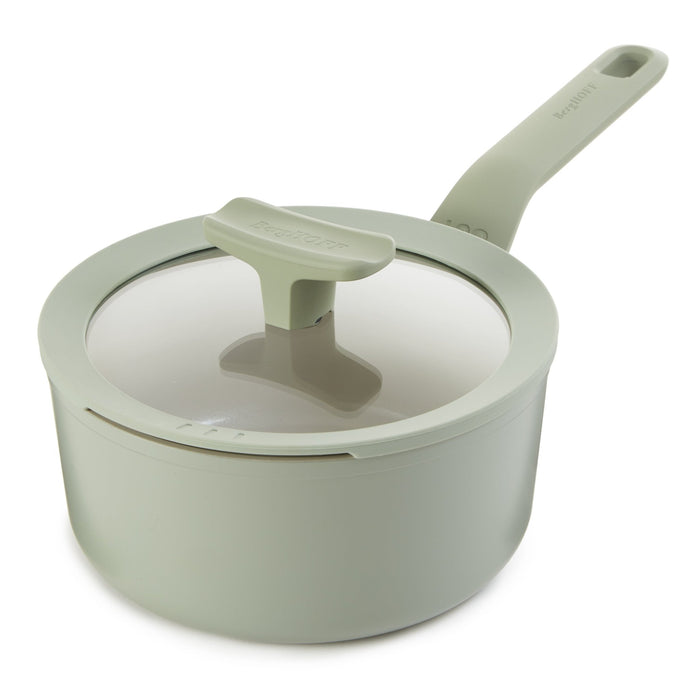 BergHOFF Balance Nonstick Ceramic Saucepan 7", 2.1qt. With Glass Lid, Sage - Saucepans